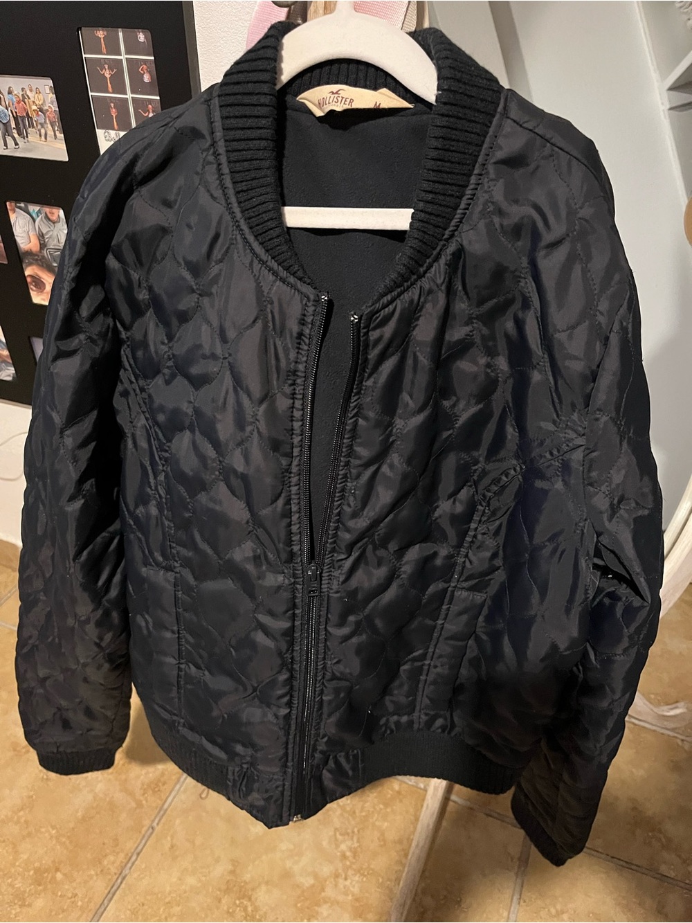 Hollister Black Quilted Bomber Jacket